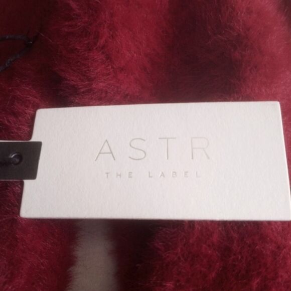 ASTR THE LABEL SQUARE NECK BURGUNDY WINE OX BLOOD FUZZY EYELASH SWEATER XL - Picture 15 of 16